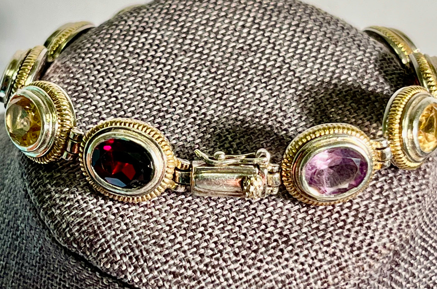 14K Gold & Sterling Silver Gemstone Bracelet