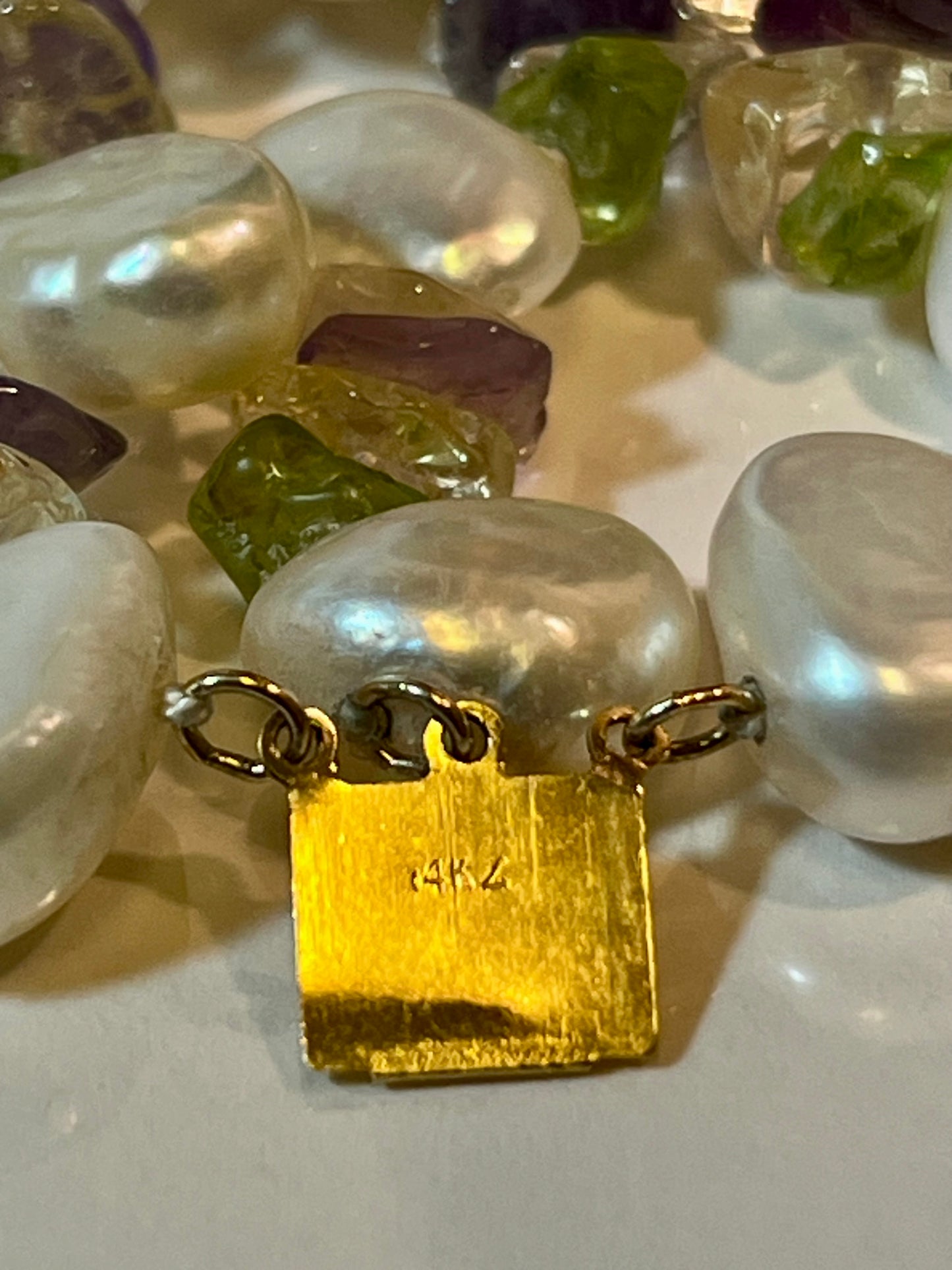 14K Gold, Pearl, & Gemstone Necklace