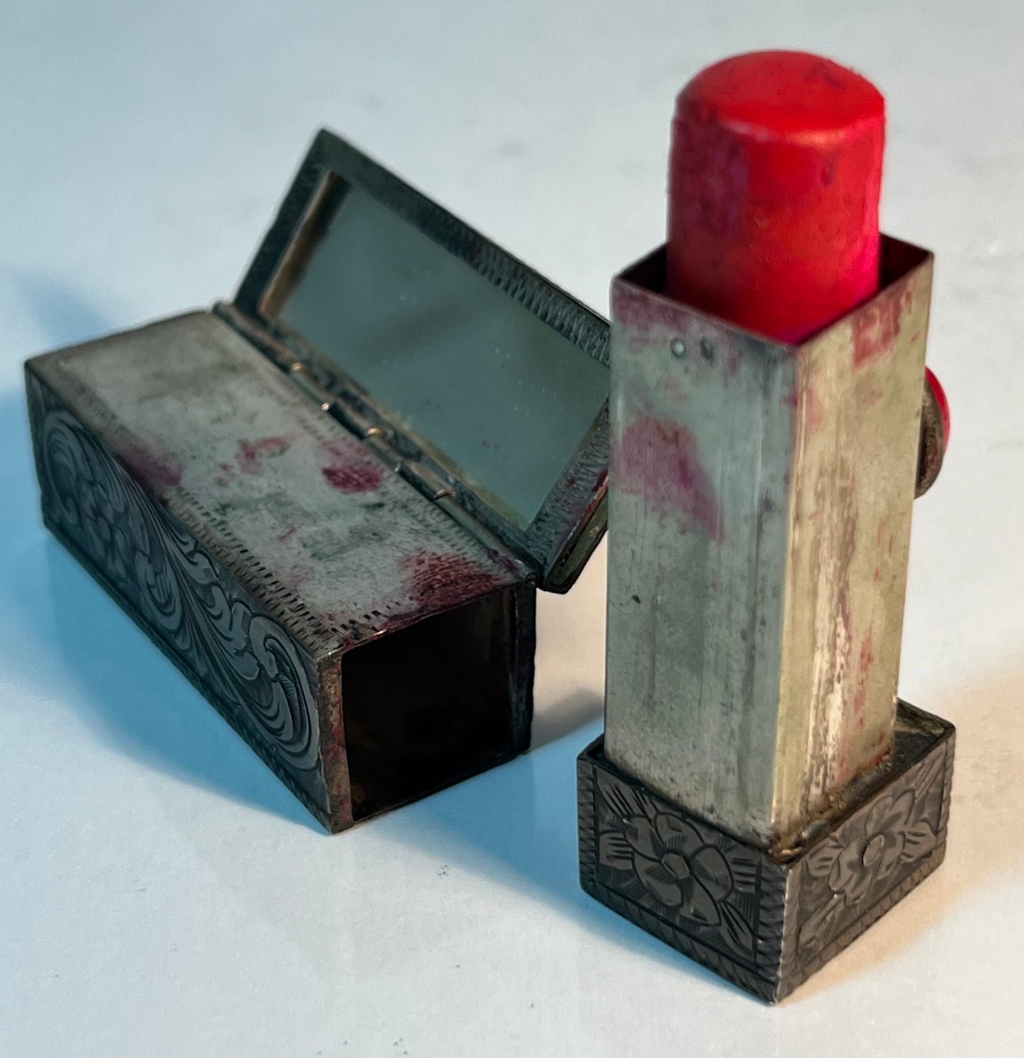 Vintage Sterling Silver Lipstick Holder with Mirror