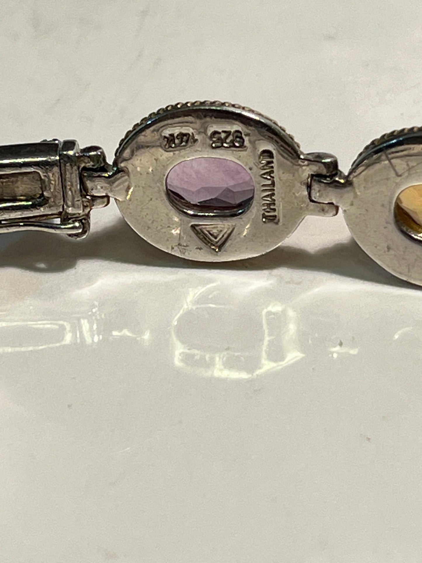 14K Gold & Sterling Silver Gemstone Bracelet