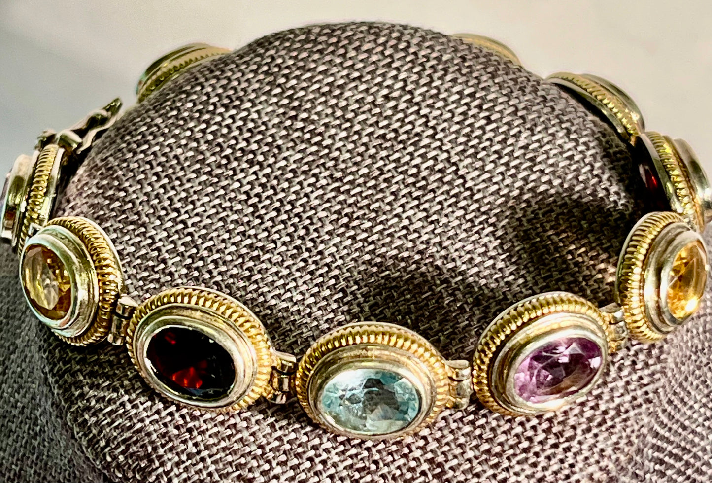 14K Gold & Sterling Silver Gemstone Bracelet