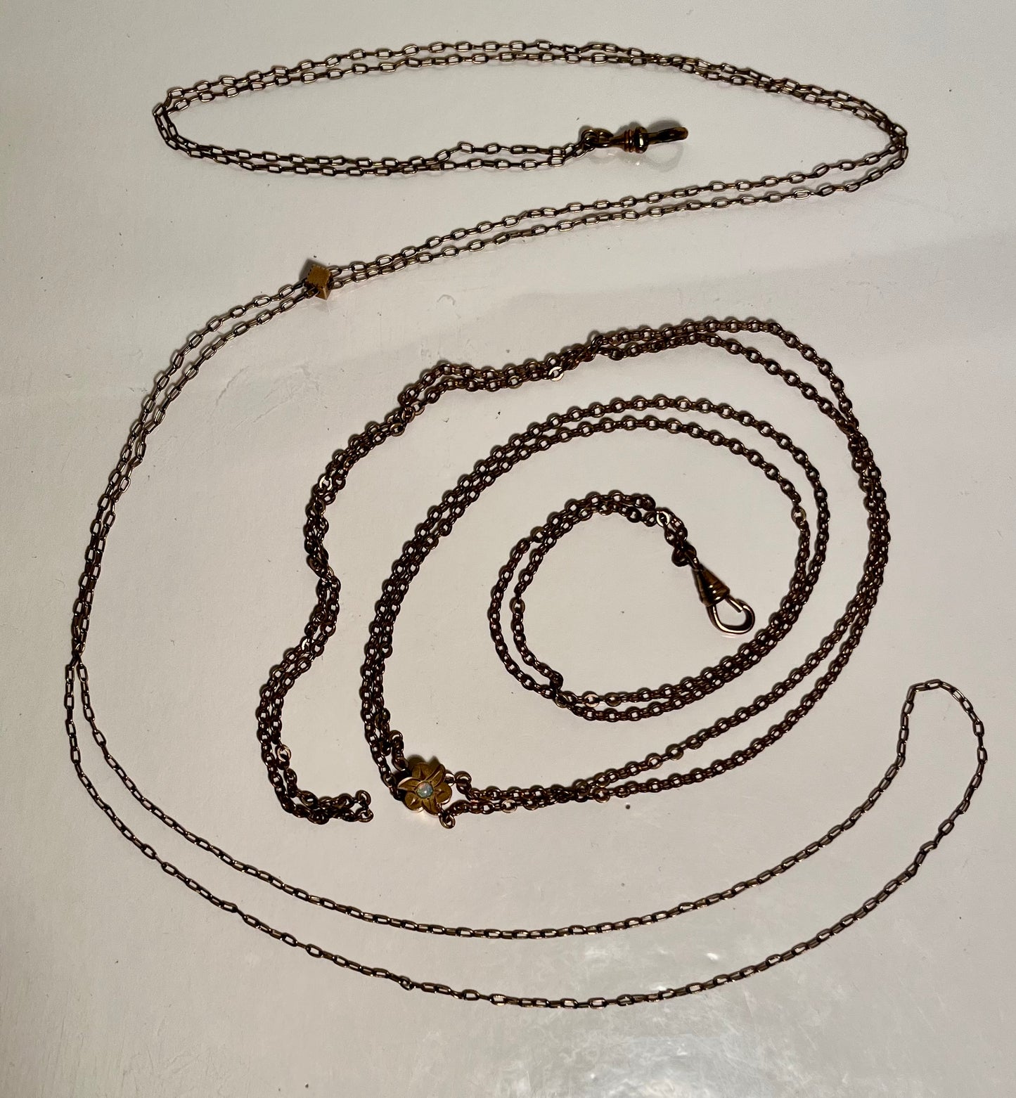 Two Antique Double Stand Pocket Watch Chains