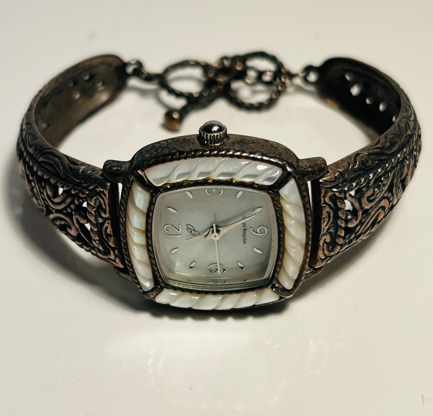 Carolyn Pollack Sterling Silver & Mother of Pearl Quartz Watch