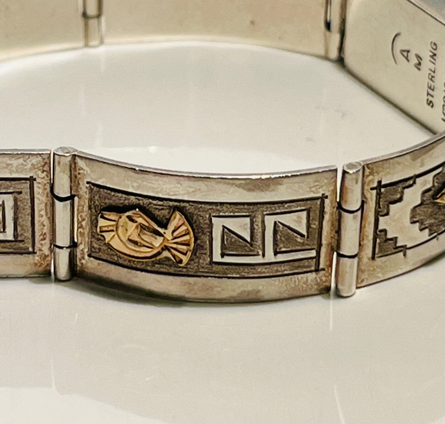 Alonzo Mariano Sterling and Gold Navajo Story Bracelet