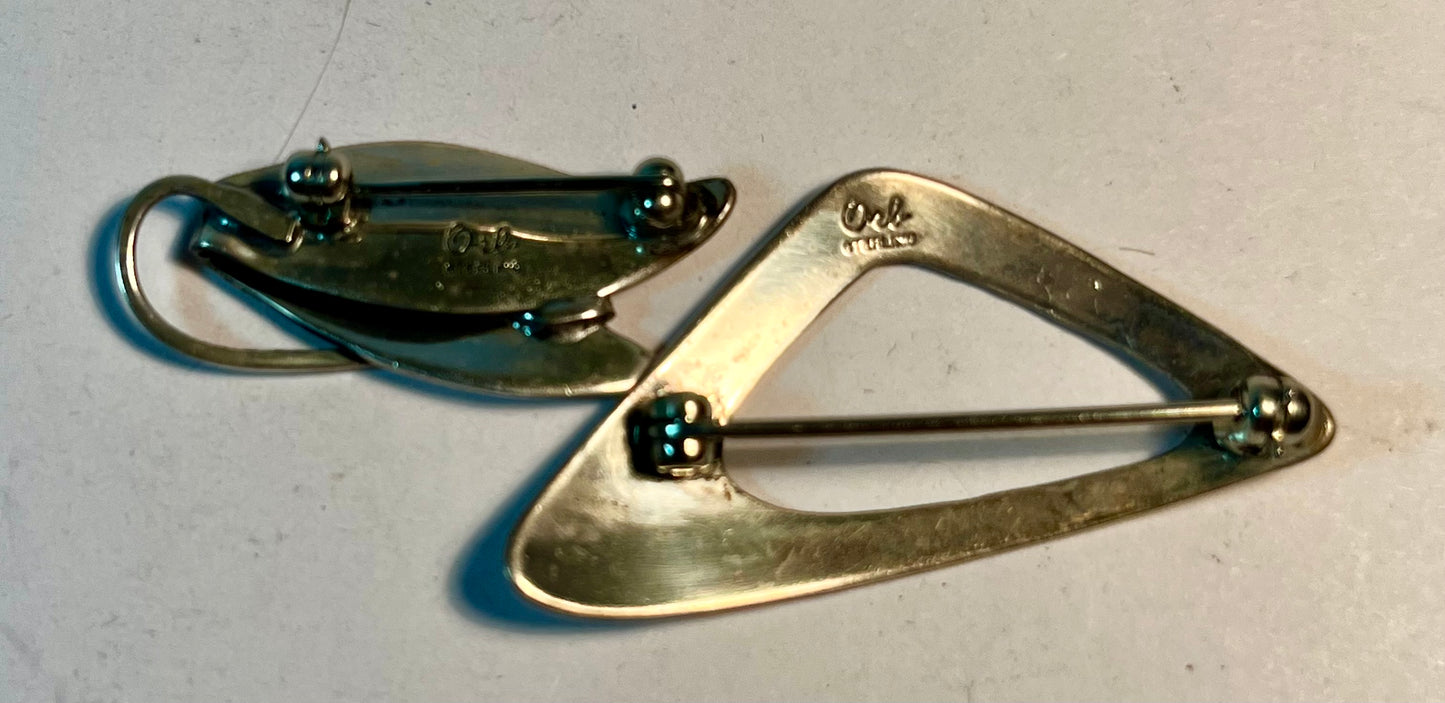 MCM Sterling Silver Pins by Otto Robert Bane ORB