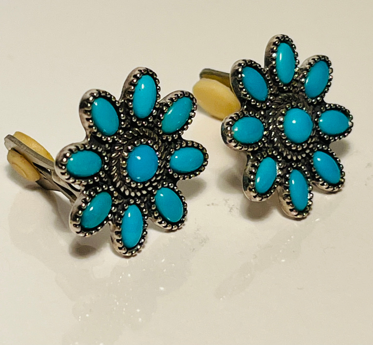 American West Sterling Silver & Turquoise Clip Earrings by Carolyn Pollack