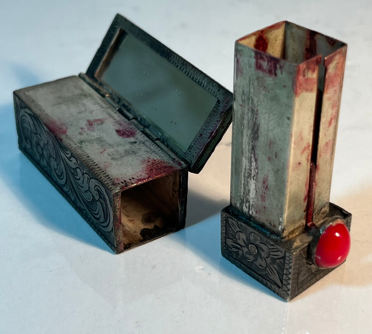 Vintage Sterling Silver Lipstick Holder with Mirror