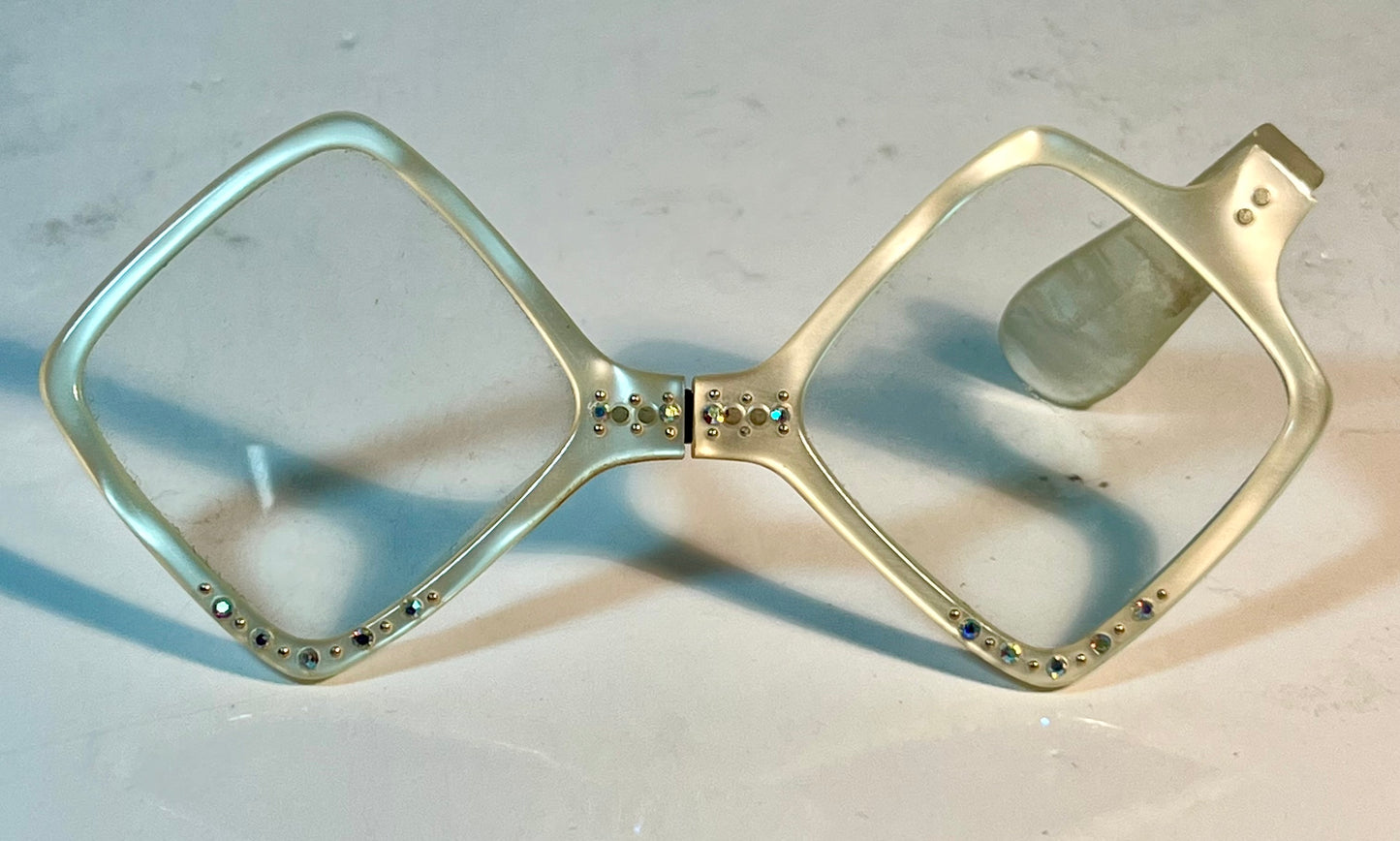 Vintage Lucite & Rhinestone Folding Opera Glasses