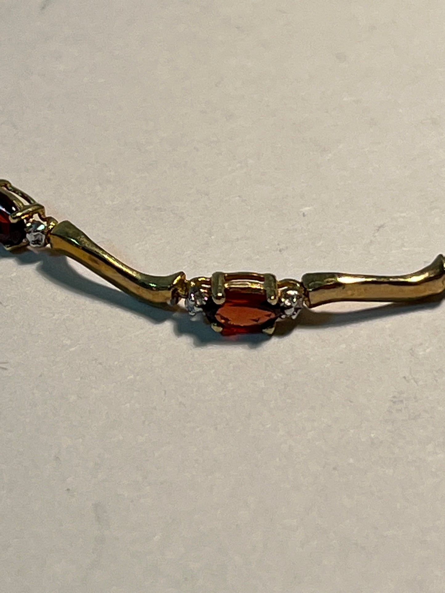 10K Gold, Garnet & Diamond Bracelet