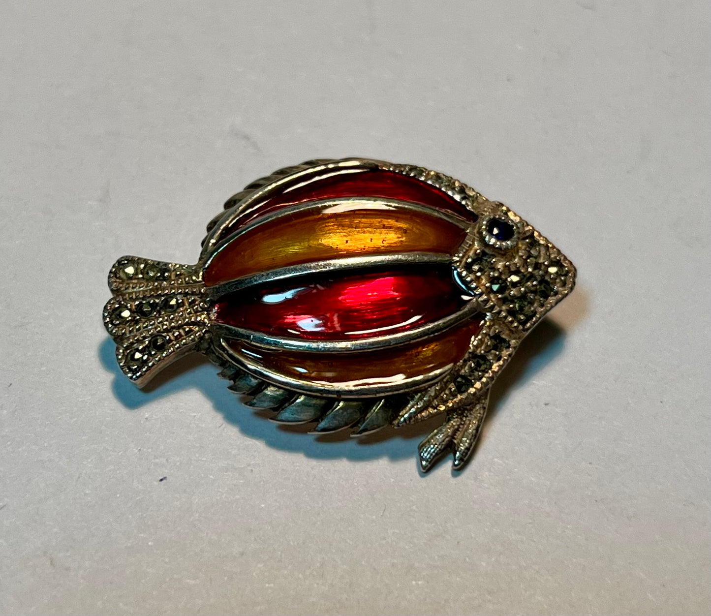 Judith Jack Enamel & Marcasite Fish Pin