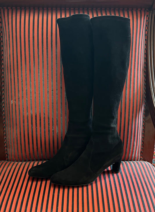 Stuart Weitzman Black Suede Boots Size 10