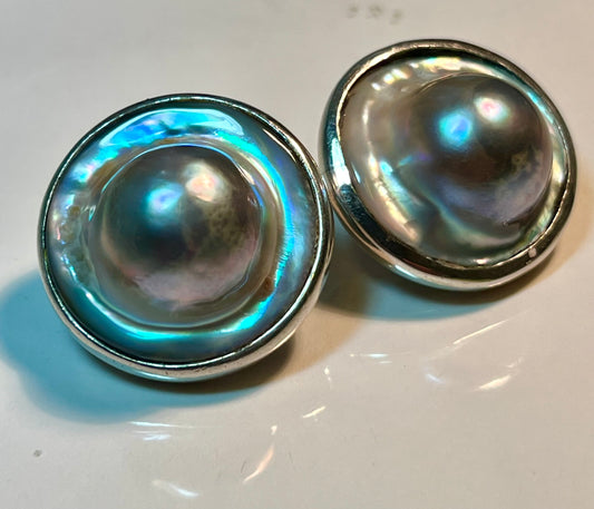 Amy Kahn Russell Sterling Silver & Blister Mabe Pearl Earrings