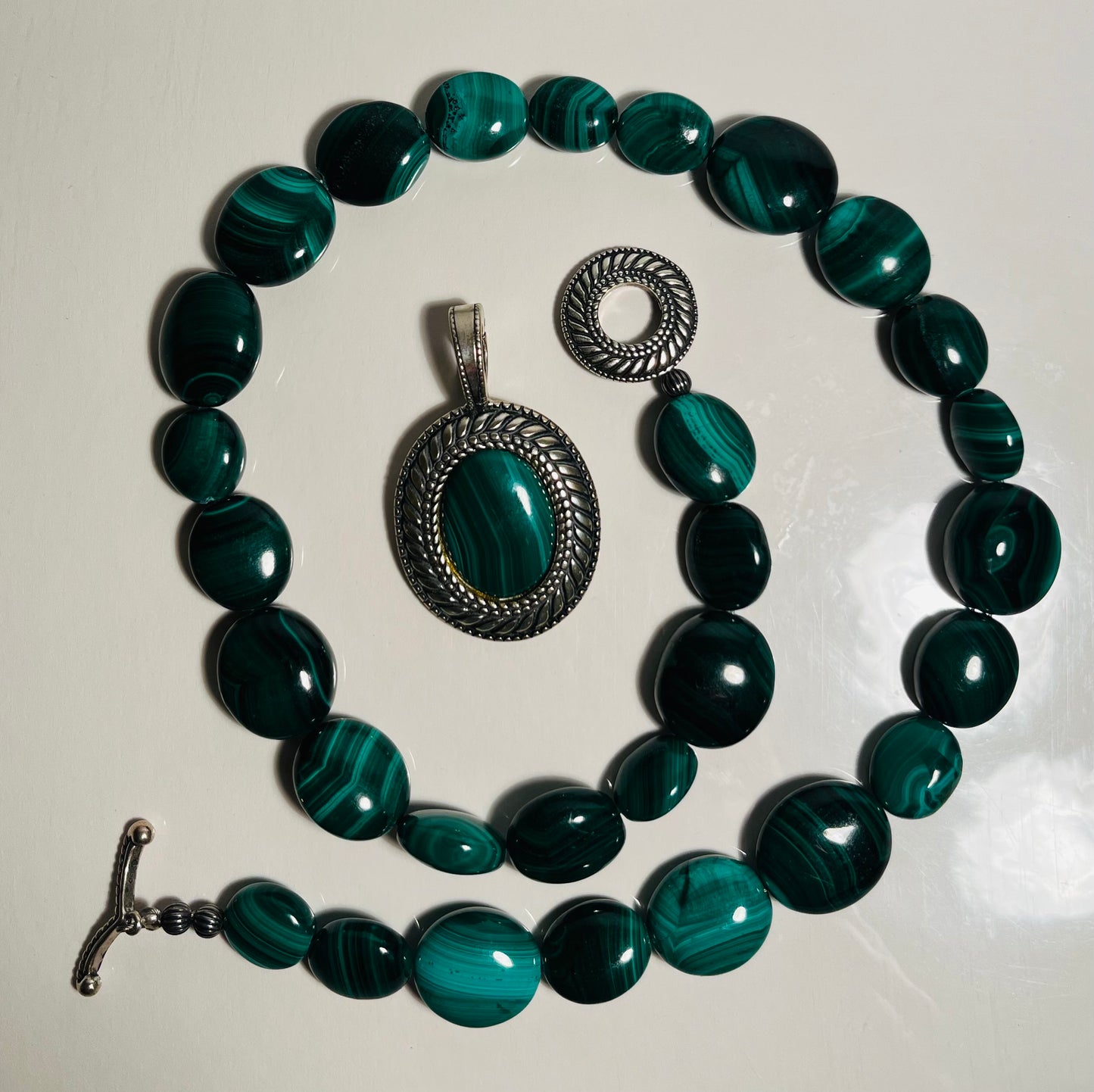 Carolyn Pollack Sterling Silver Malachite Pendant & Necklace