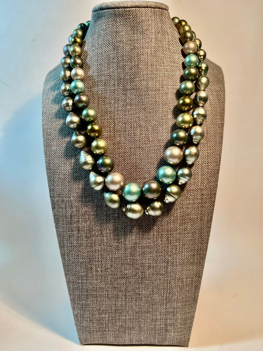 14K Gold Baroque Tahitian Pearl Necklaces(2)