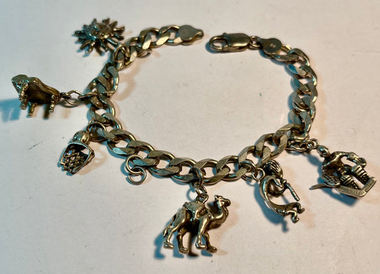 Vintage Sterling Silver Charm Bracelet w/Charms