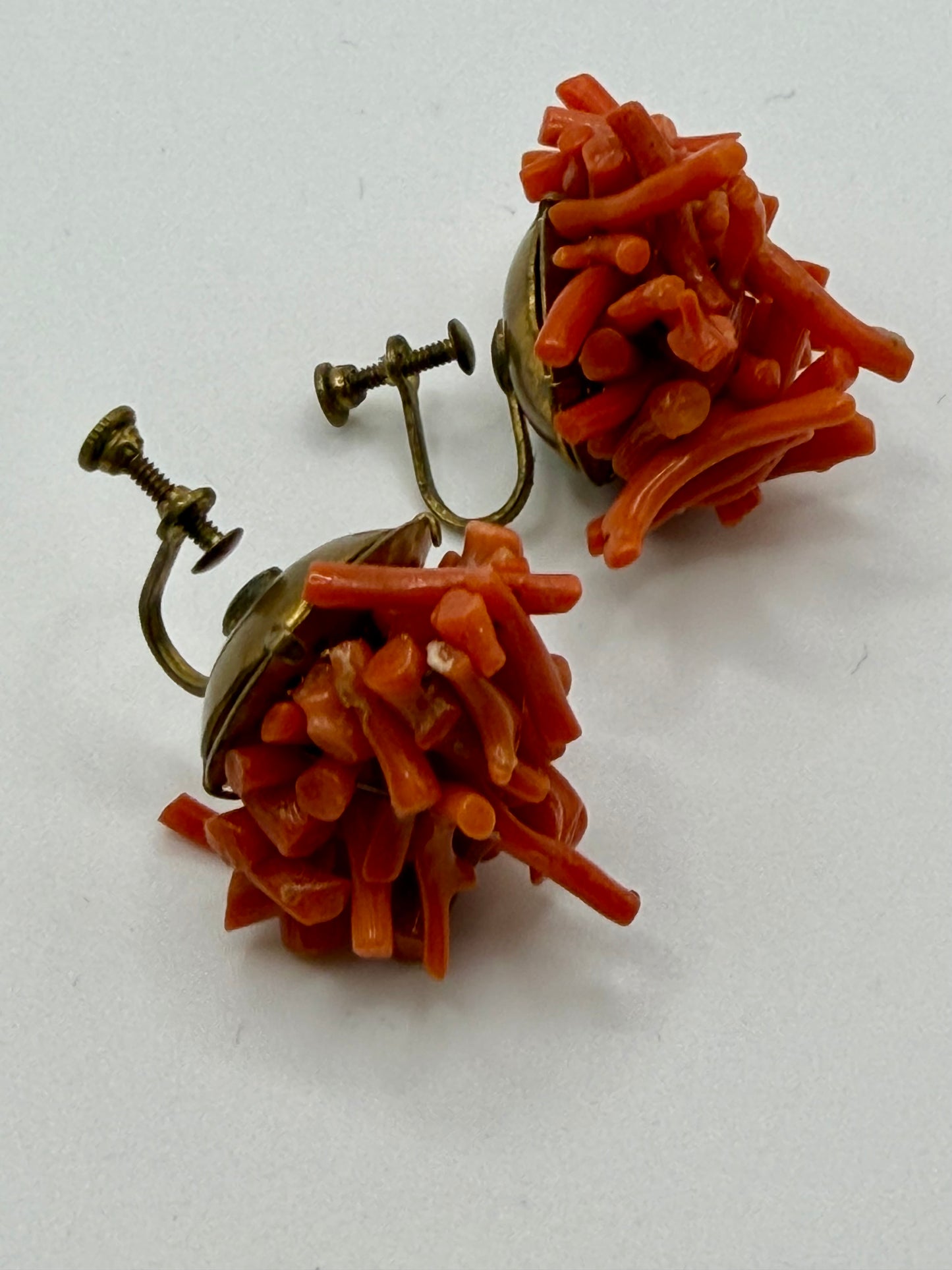 Antique Victorian Coral Pins & Pair of Earrings