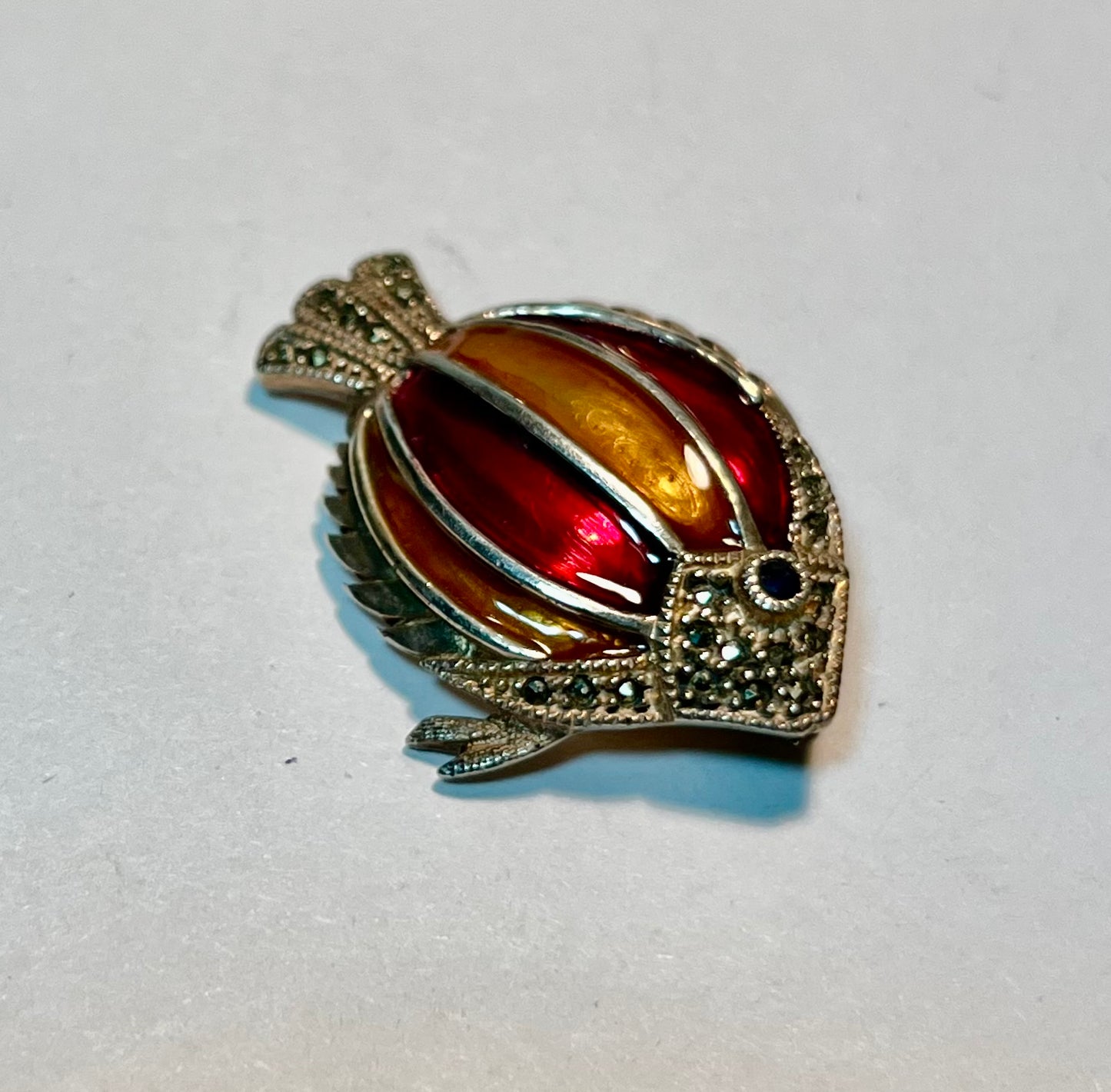 Judith Jack Enamel & Marcasite Fish Pin
