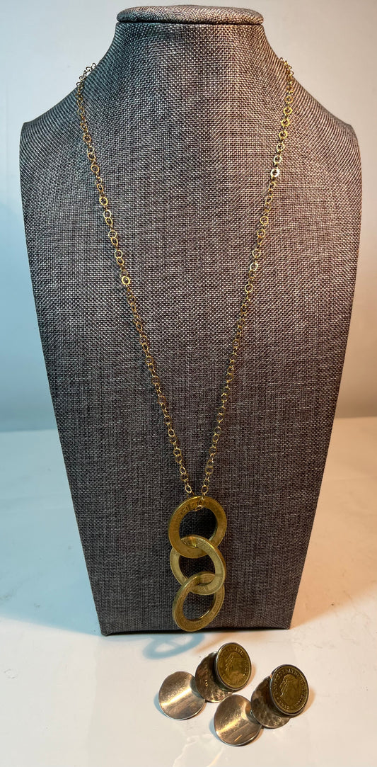 Mexican Coin Necklace & Sterling Silver Earrings