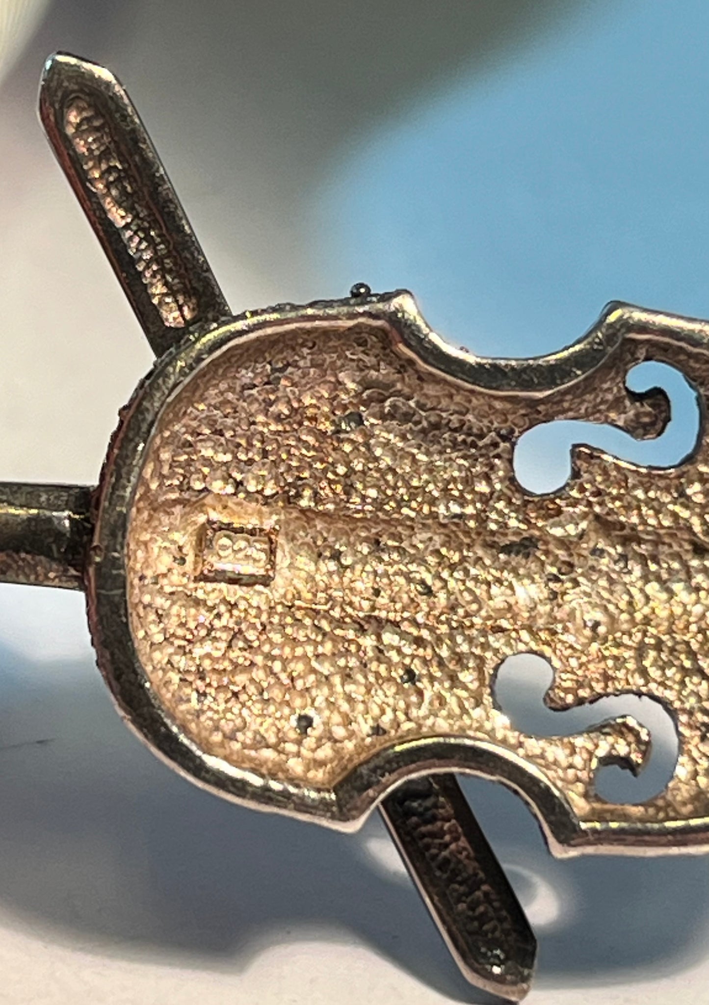 Sterling Silver Marcasite Violin Brooch