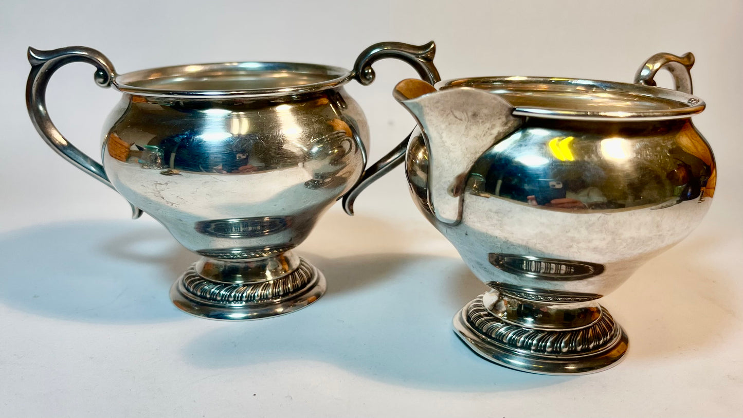 Alvin Sterling Silver Creamer & Sugar Bowl