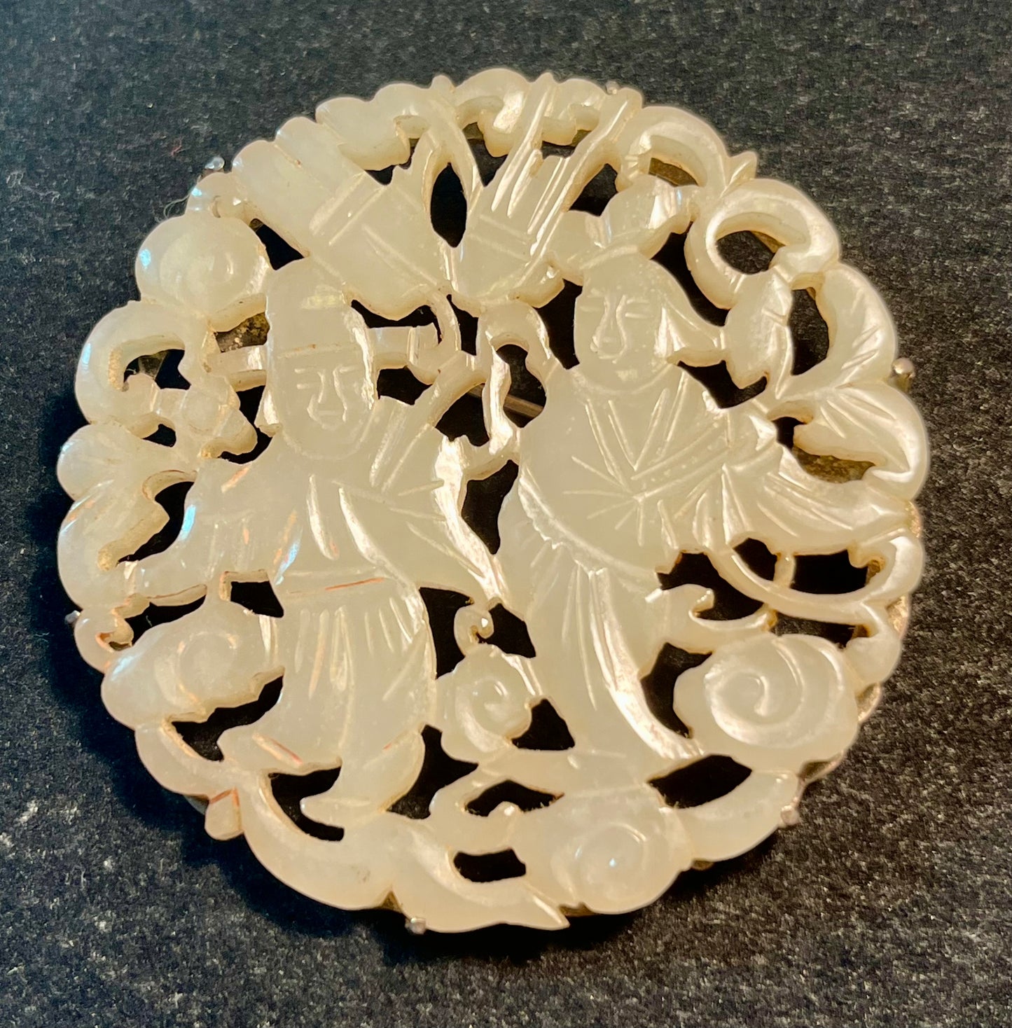 Antique Chinese White Jade Brooch