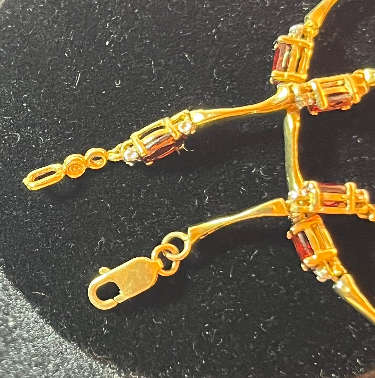 10K Gold, Garnet & Diamond Bracelet