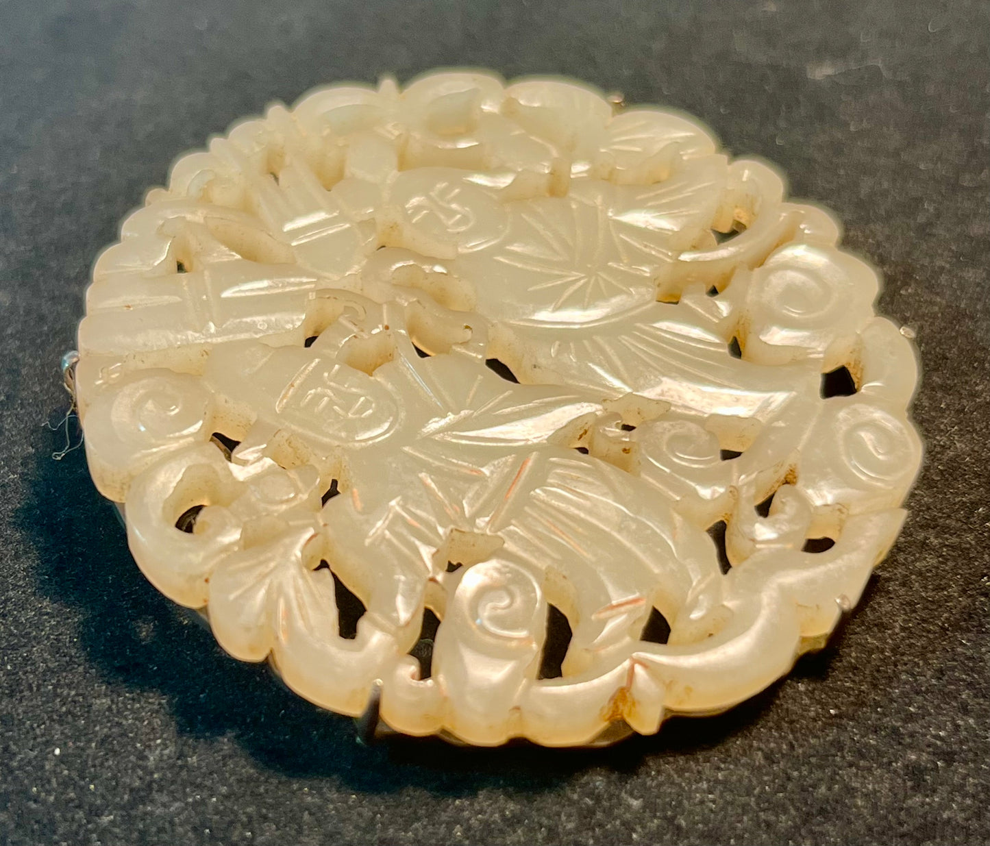 Antique Chinese White Jade Brooch