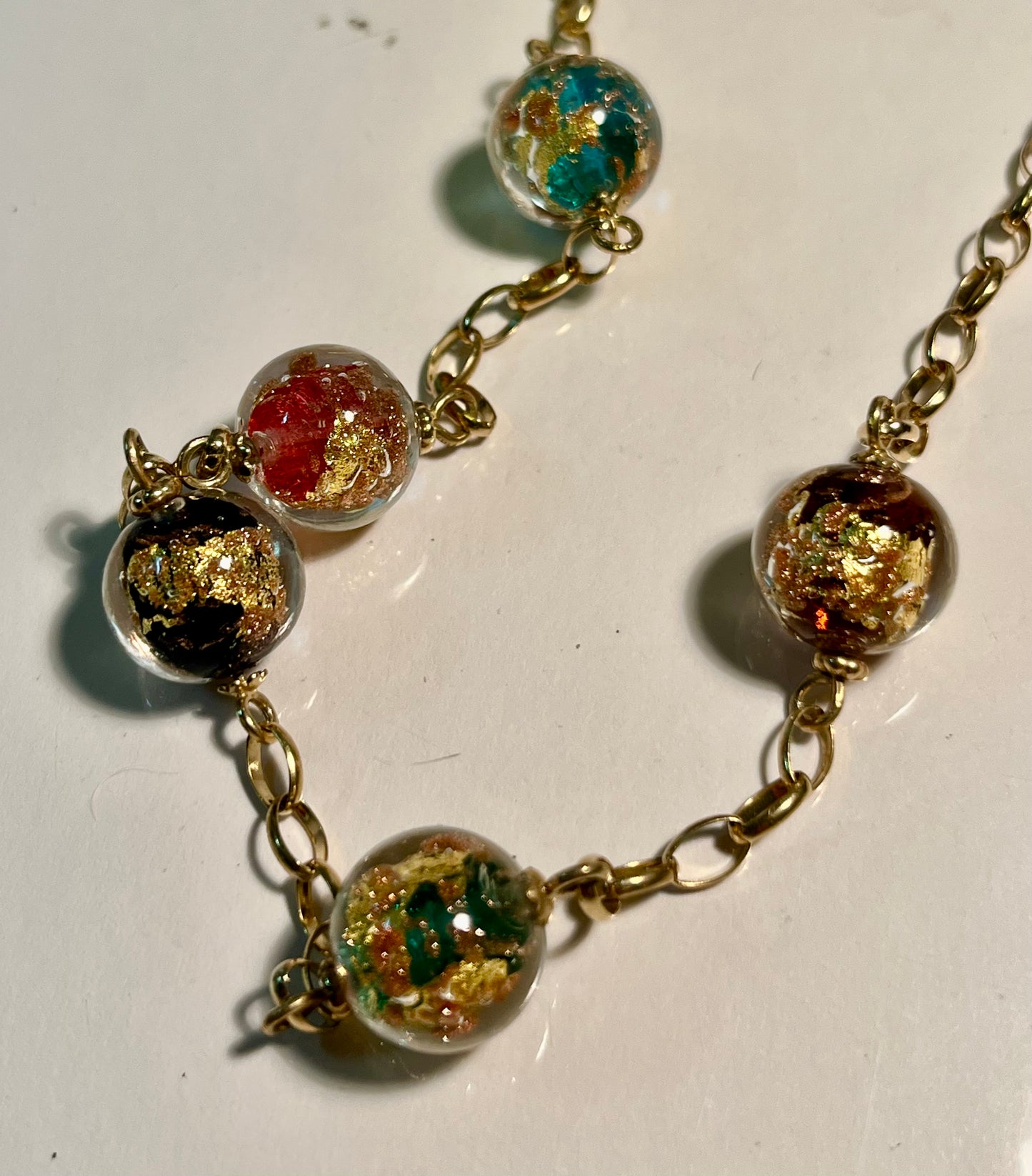 14K Gold Italian Beaded Necklace