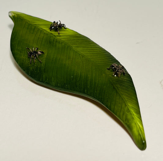 Alexis Bittar Lucite Leaf with Ants Brooch