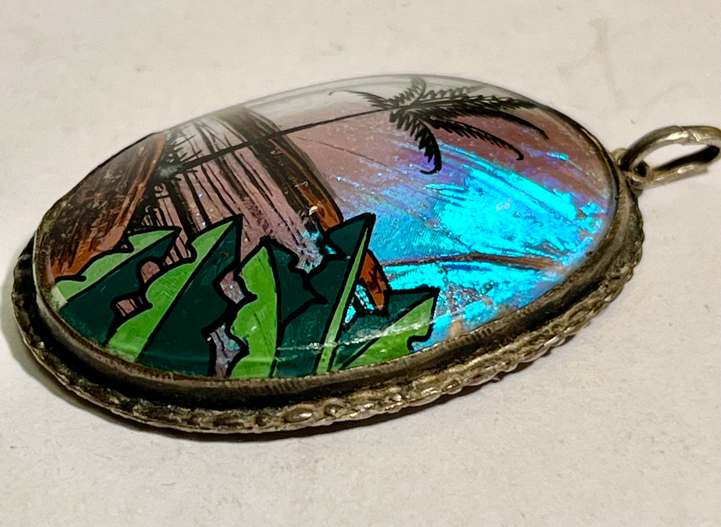 Vintage Pendant with Butterfly Wing