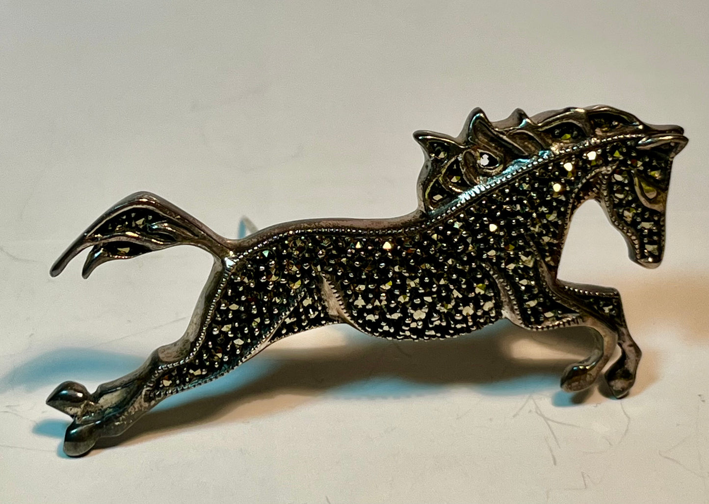 Sterling Silver & Marcasite Horse Brooch