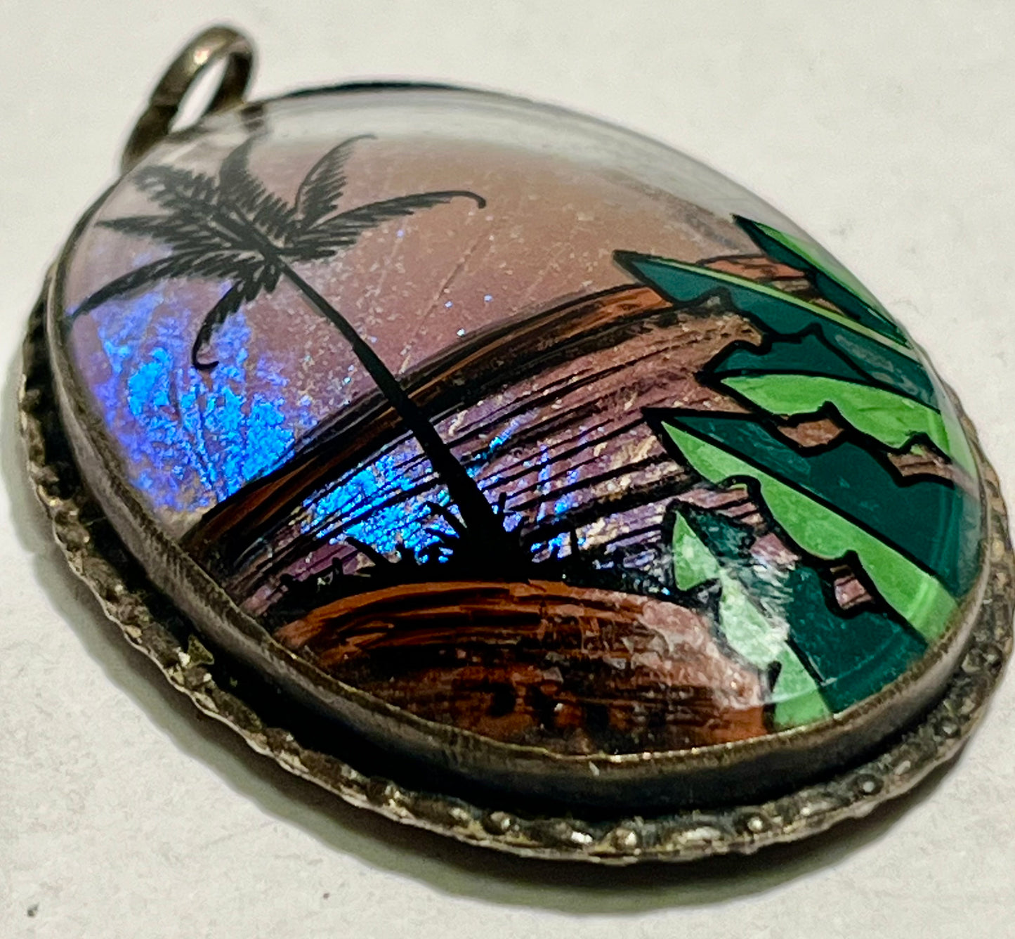 Vintage Pendant with Butterfly Wing