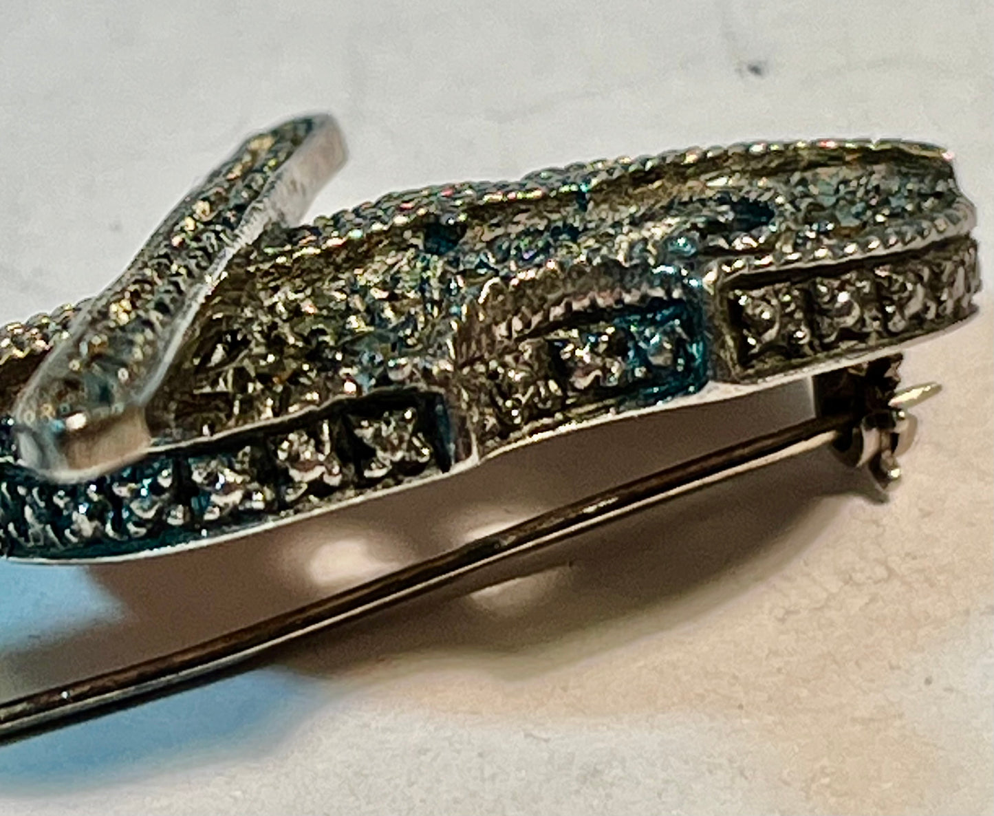 Sterling Silver Marcasite Violin Brooch