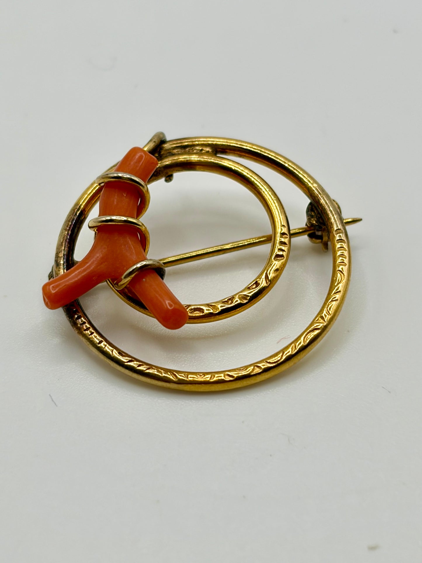 Antique Victorian Coral Pins & Pair of Earrings