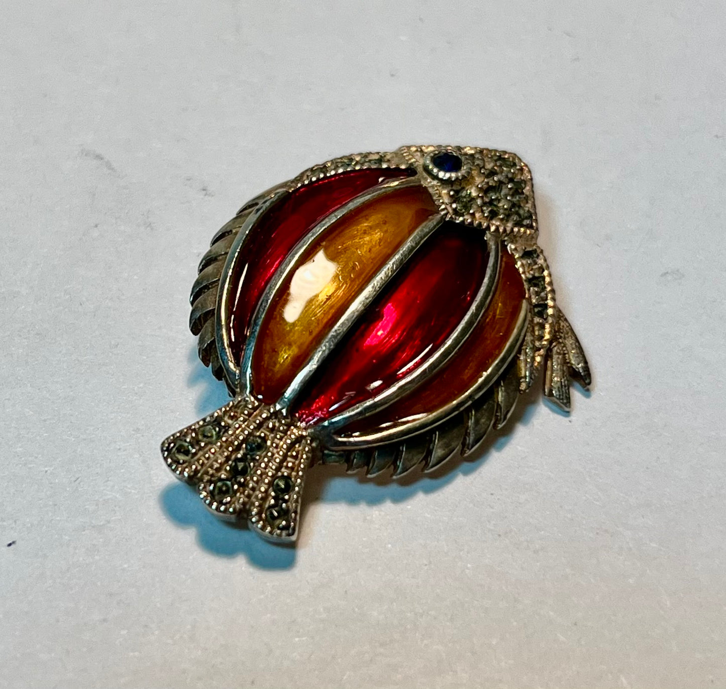 Judith Jack Enamel & Marcasite Fish Pin