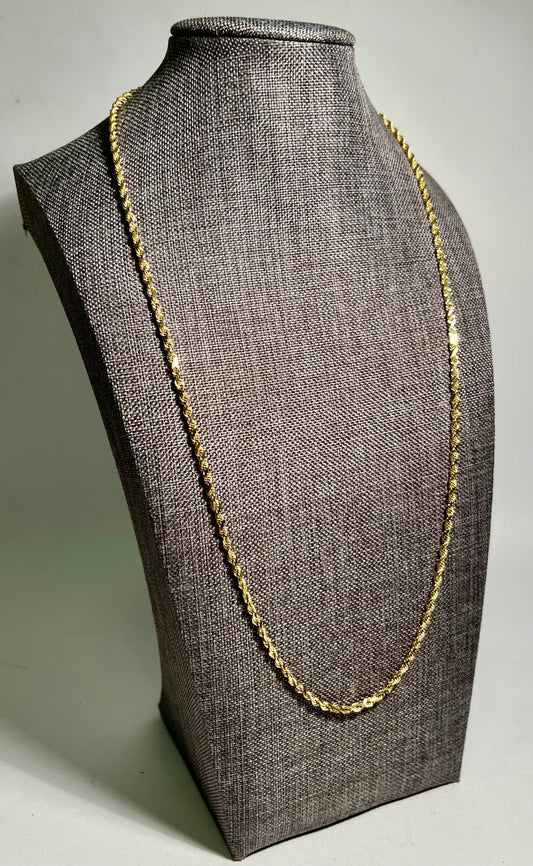 14K Gold Twisted Rope Chain Necklace