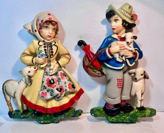 Vintage 1950s Chalkware  Wall Hangings