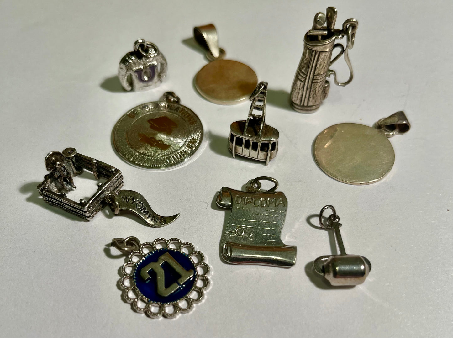 Ten Sterling Silver & Silver-Toned Charms