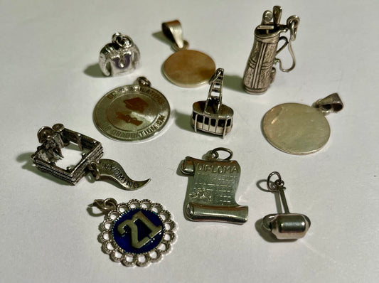 Ten Sterling Silver & Silver-Toned Charms