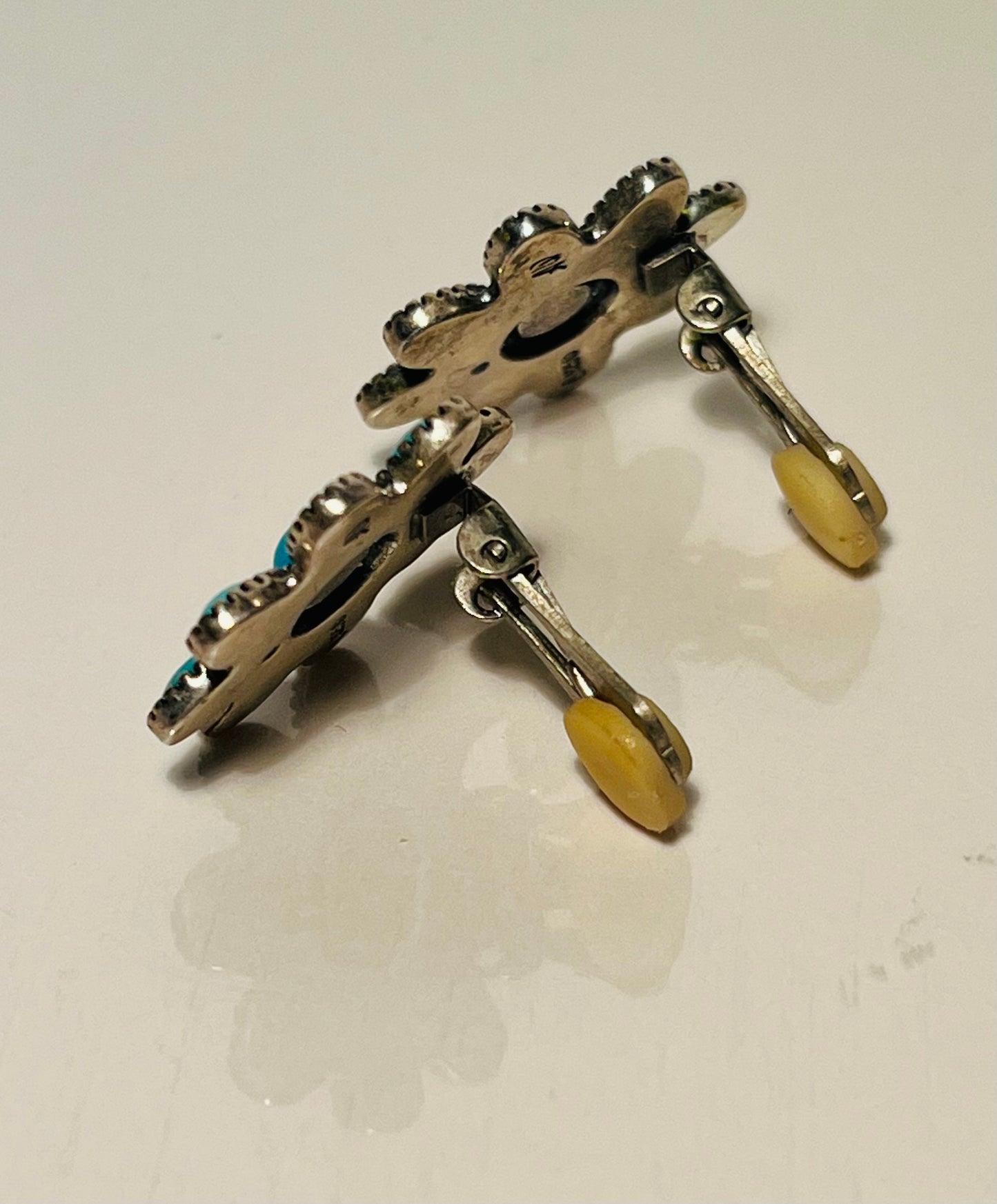 American West Sterling Silver & Turquoise Clip Earrings by Carolyn Pollack