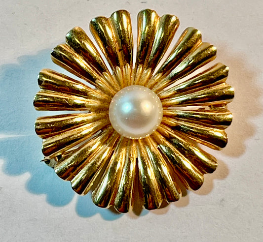 14K Gold & Pearl Brooch/Pendant