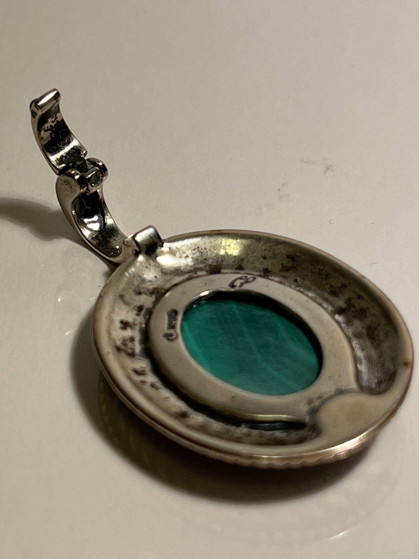 Carolyn Pollack Sterling Silver Malachite Pendant & Necklace