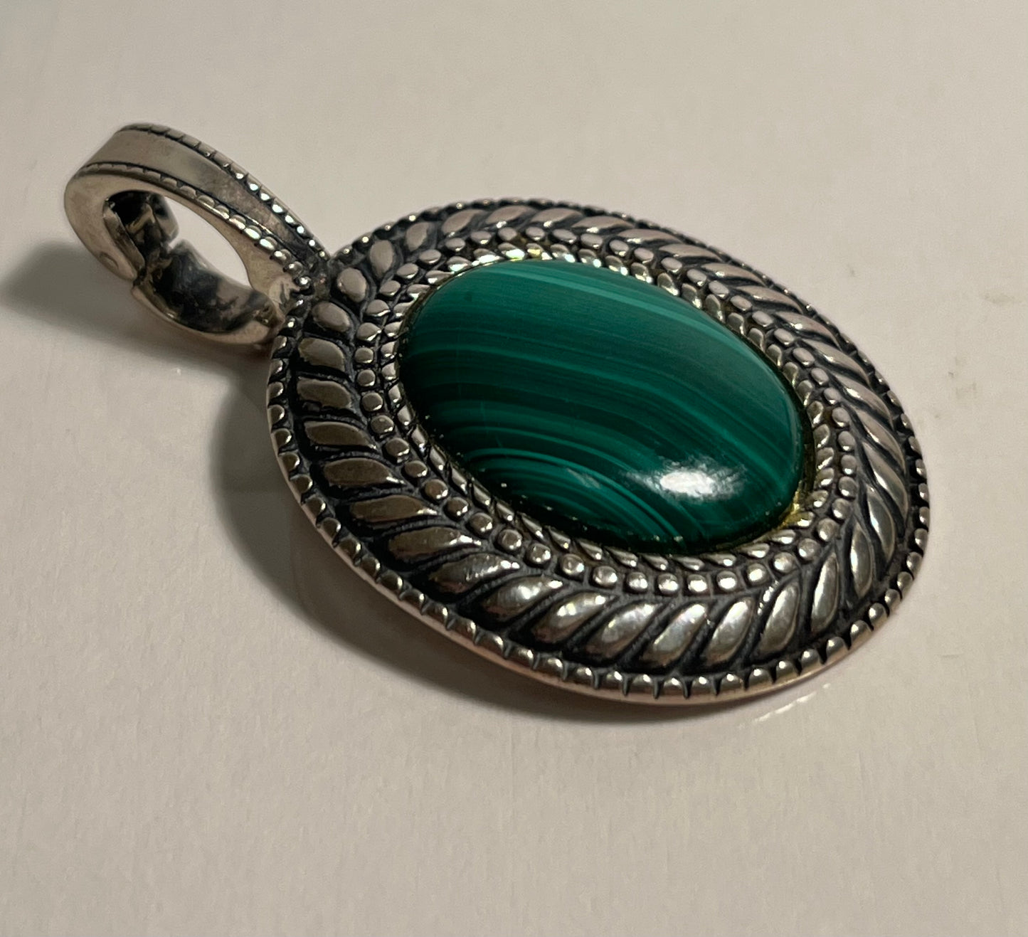 Carolyn Pollack Sterling Silver Malachite Pendant & Necklace