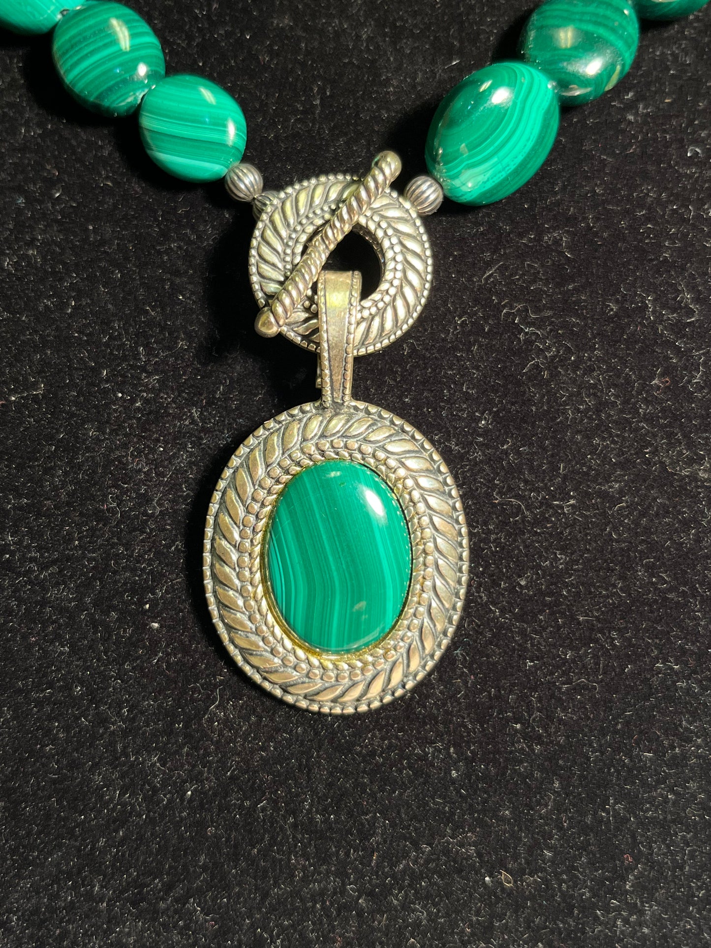 Carolyn Pollack Sterling Silver Malachite Pendant & Necklace