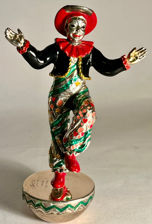 Tiffany Sterling Silver Enameled Clown Figurine