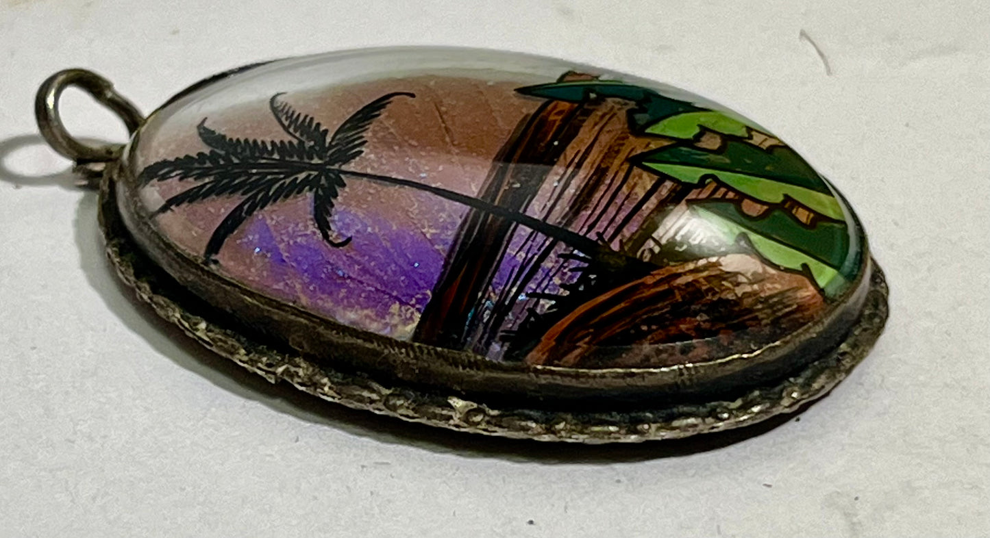 Vintage Pendant with Butterfly Wing