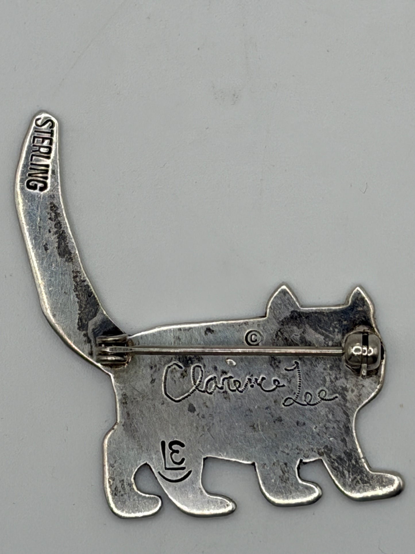 Clarance Lee Sterling Silver Cat Brooch