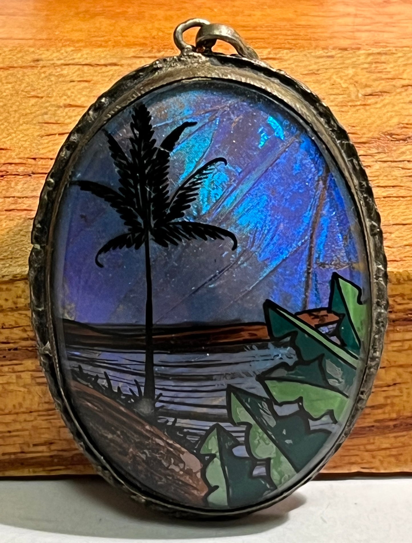 Vintage Pendant with Butterfly Wing