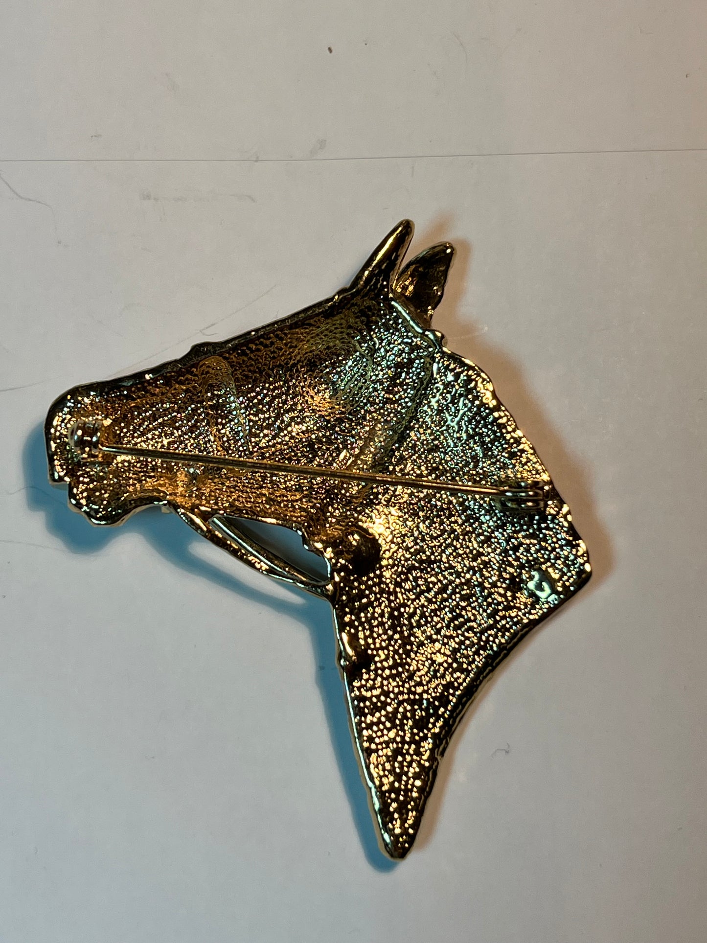 Two Crystal Horse Head Brooches