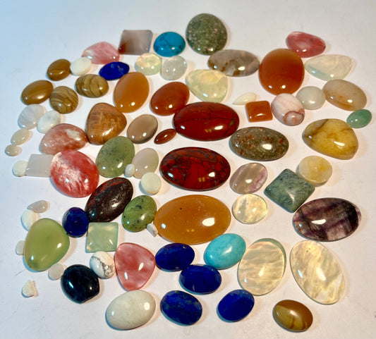 Assortment of Polished Cabochons + Facet-Cut Gems